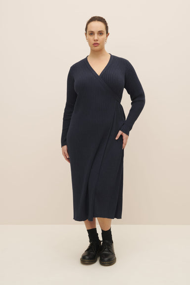 Billie Wrap Dress - Navy Marle