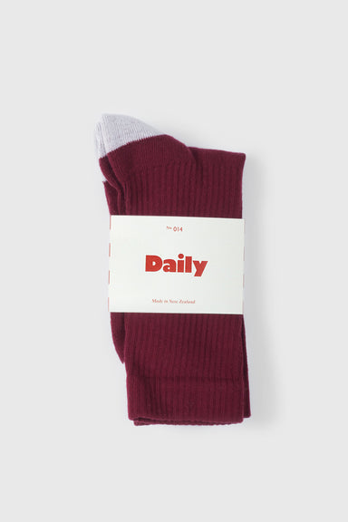 Cotton Athletic Crew - Maroon Stripe