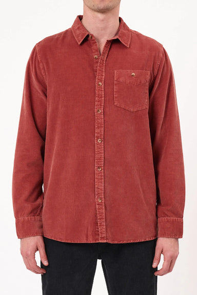 Men At Work Cord Check Shirt - Orange