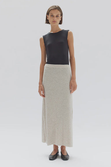 Wool Cashmere Rib Skirt - Oat Marle