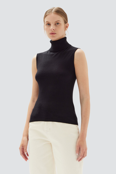 Marcella Cotton Cashmere Top - Black