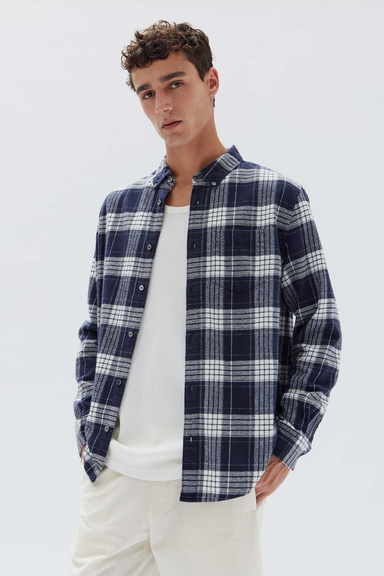 Vince Check Shirt - True Navy / Antique White