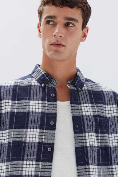 Vince Check Shirt - True Navy / Antique White